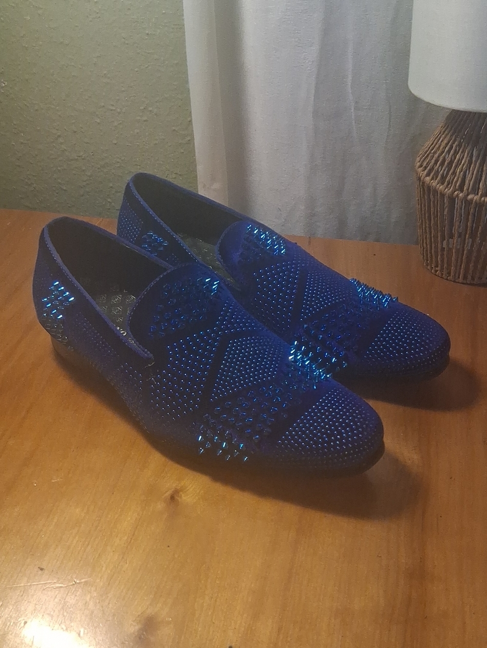 LA Milano Men's Blue Studded Slip-On Dress Loafers Size 8